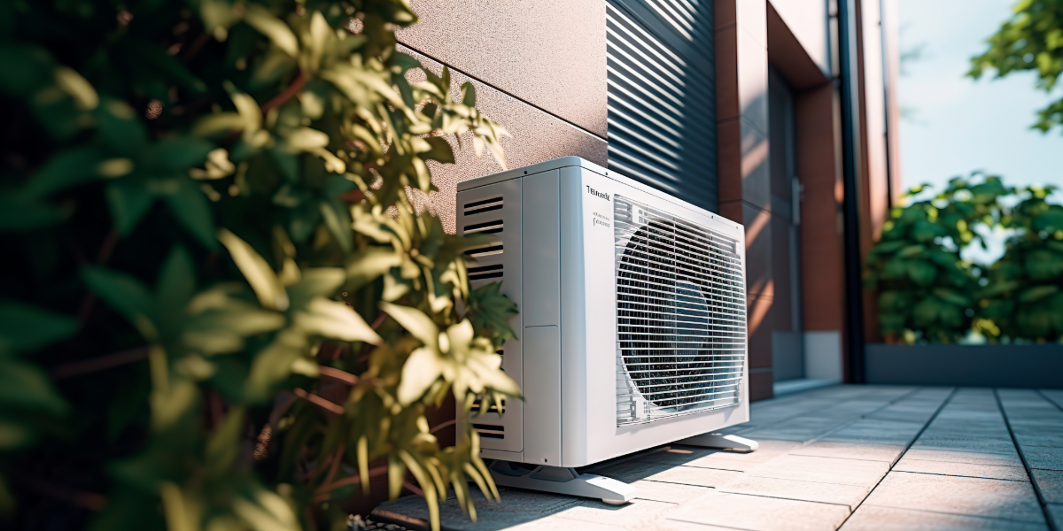 Heat pump installation outside of a house