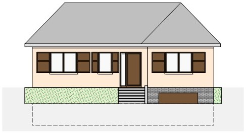 Einfamilienhaus 1, Bungalow - 202 - Unbeheiztes Dach - Grundriss in L/T-Form