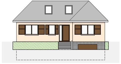 Einfamilienhaus 1, Bungalow - Beheiztes Dach - L/T-förmiger Grundriss