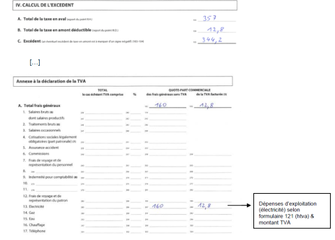 Déclaration annuelle de la TVA - 4. Valcul de l'excedent
