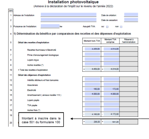 Formulaire 121 (Installation photovoltaïque)
